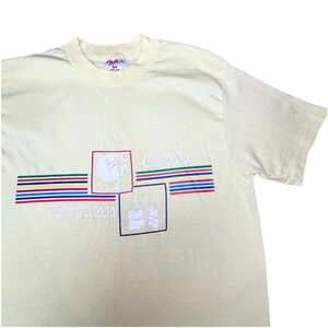 Vintage 80s Palm Springs California Rainbow T Shirt  Large Yellow Single Stitch